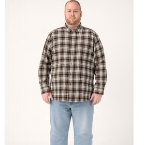 Club Room Men's Button-Down Plaid Shirt XXL Black White Red Long Sleeve NWT